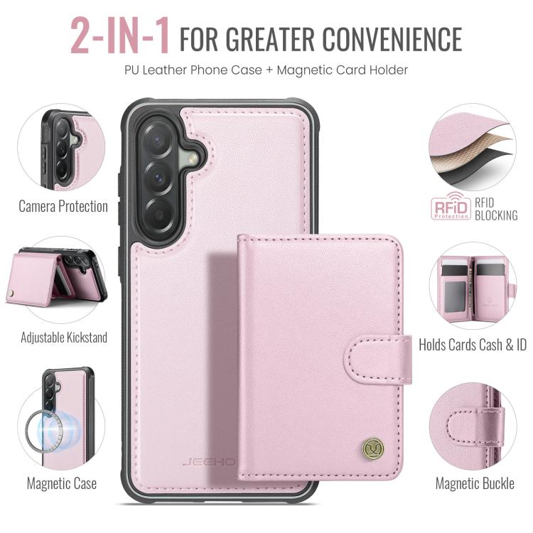 For Samsung Galaxy A57 5G JEEHOOD J09 Buckle Card Bag MagSafe Magnetic Style RFID Leather Phone Case
