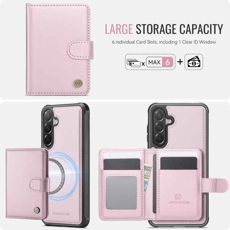 For Samsung Galaxy A57 5G JEEHOOD J09 Buckle Card Bag MagSafe Magnetic Style RFID Leather Phone Case