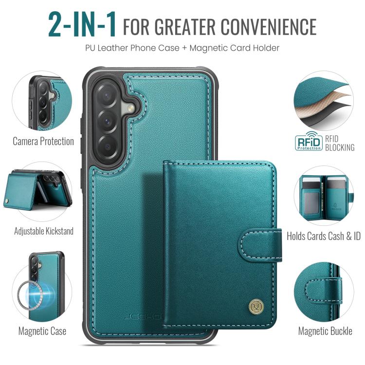 For Samsung Galaxy A57 5G JEEHOOD J09 Buckle Card Bag MagSafe Magnetic Style RFID Leather Phone Case