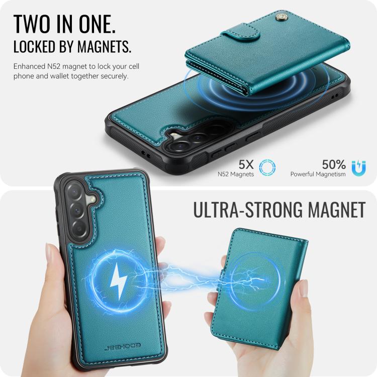 For Samsung Galaxy A57 5G JEEHOOD J09 Buckle Card Bag MagSafe Magnetic Style RFID Leather Phone Case