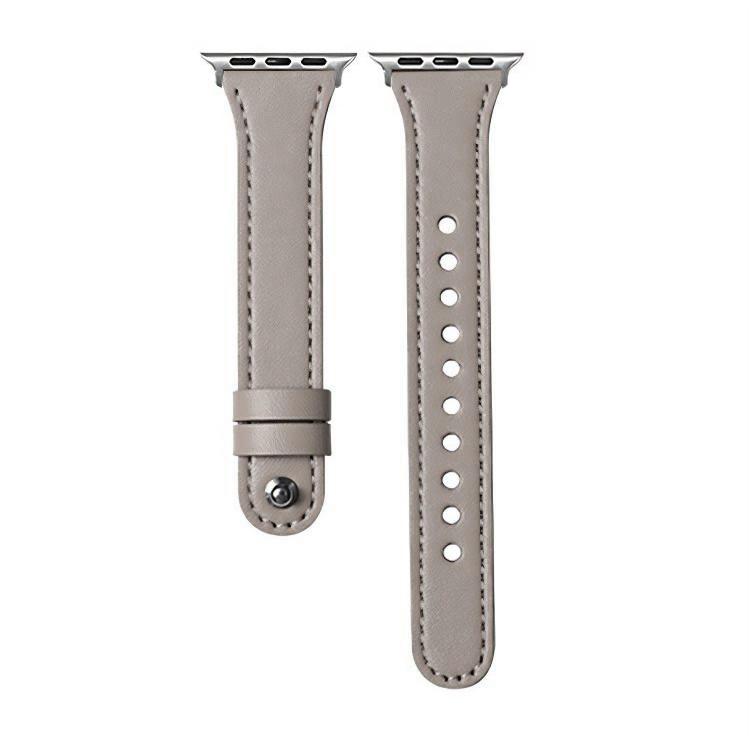 For Apple Watch 42 / 44 / 45 / 46 / 49mm xDfind Double Ring Single Rivet Genuine Leather Watch Band