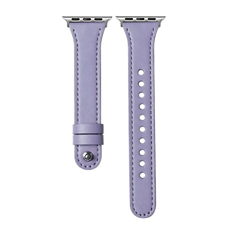 For Apple Watch 42 / 44 / 45 / 46 / 49mm xDfind Double Ring Single Rivet Genuine Leather Watch Band