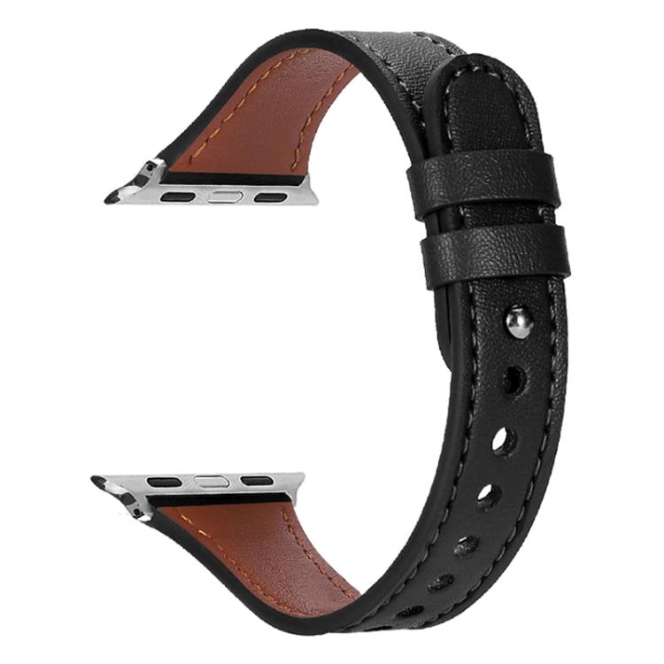 For Apple Watch 38 / 40 / 41 / S10 42mm xDfind Double Ring Single Rivet Genuine Leather Watch Band