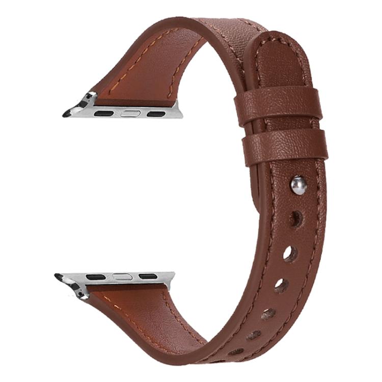 For Apple Watch 38 / 40 / 41 / S10 42mm xDfind Double Ring Single Rivet Genuine Leather Watch Band