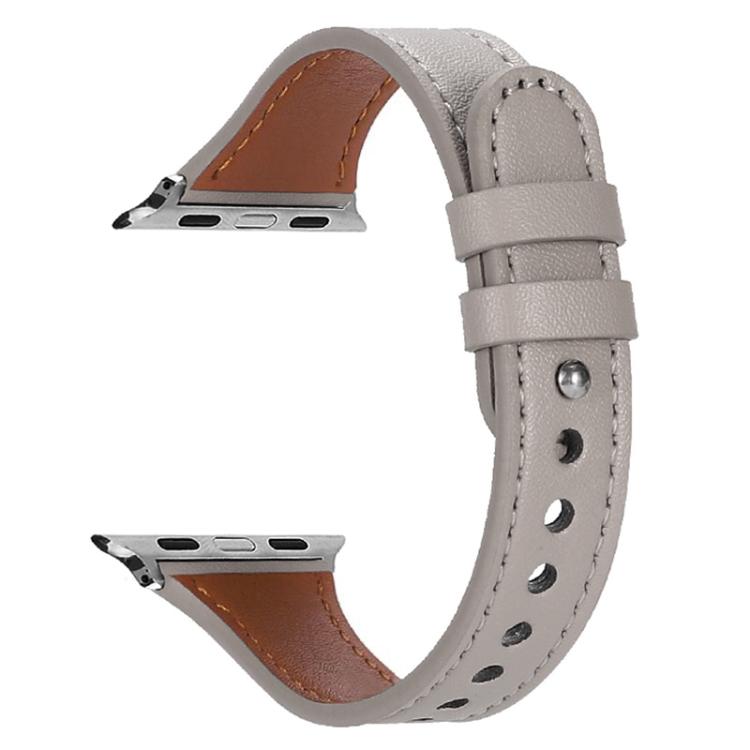 For Apple Watch 38 / 40 / 41 / S10 42mm xDfind Double Ring Single Rivet Genuine Leather Watch Band