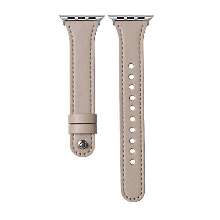 For Apple Watch 38 / 40 / 41 / S10 42mm xDfind Double Ring Single Rivet Genuine Leather Watch Band