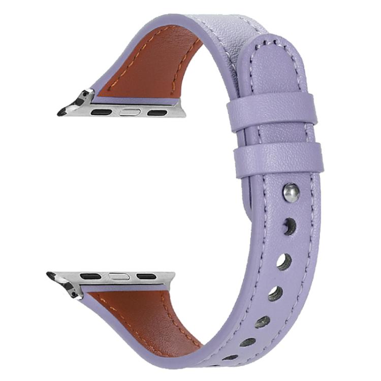 For Apple Watch 38 / 40 / 41 / S10 42mm xDfind Double Ring Single Rivet Genuine Leather Watch Band