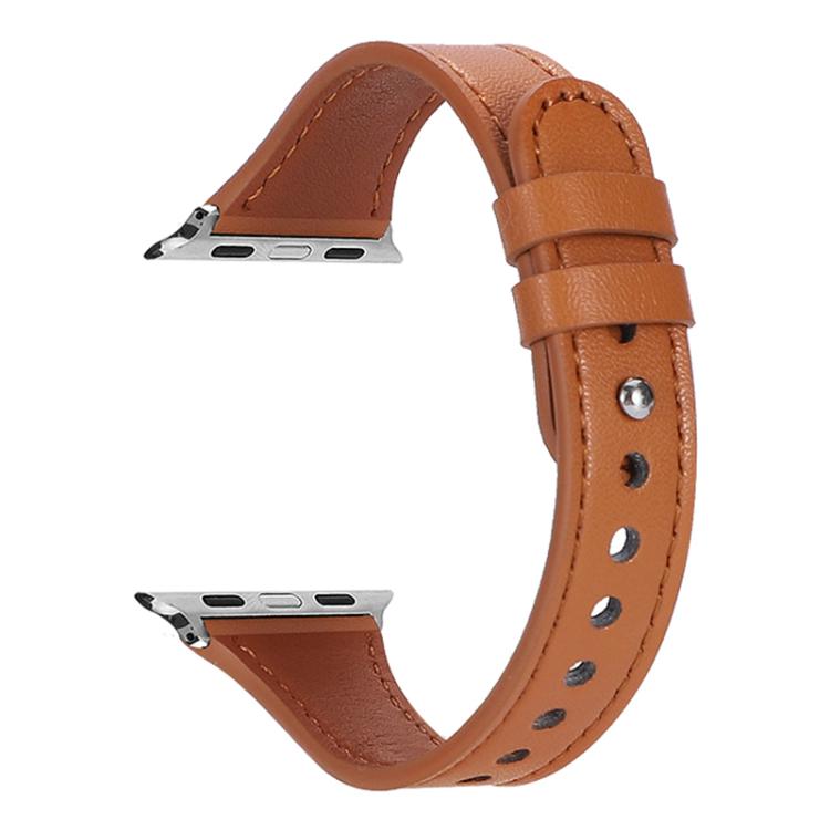 For Apple Watch 38 / 40 / 41 / S10 42mm xDfind Double Ring Single Rivet Genuine Leather Watch Band