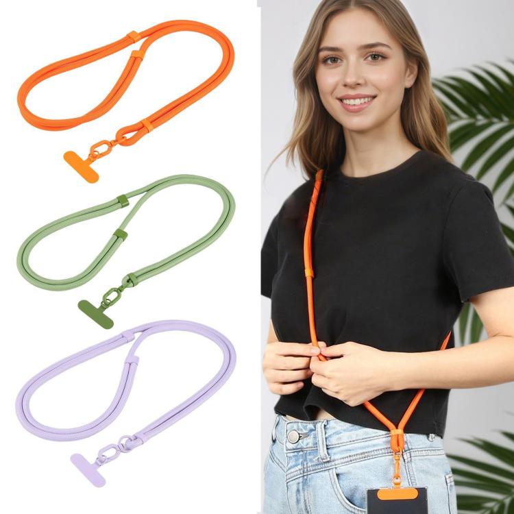 7mm Polyester Solid Color Two-way Adjustable Crossbody Mobile Phone Lanyard with Metal Gasket