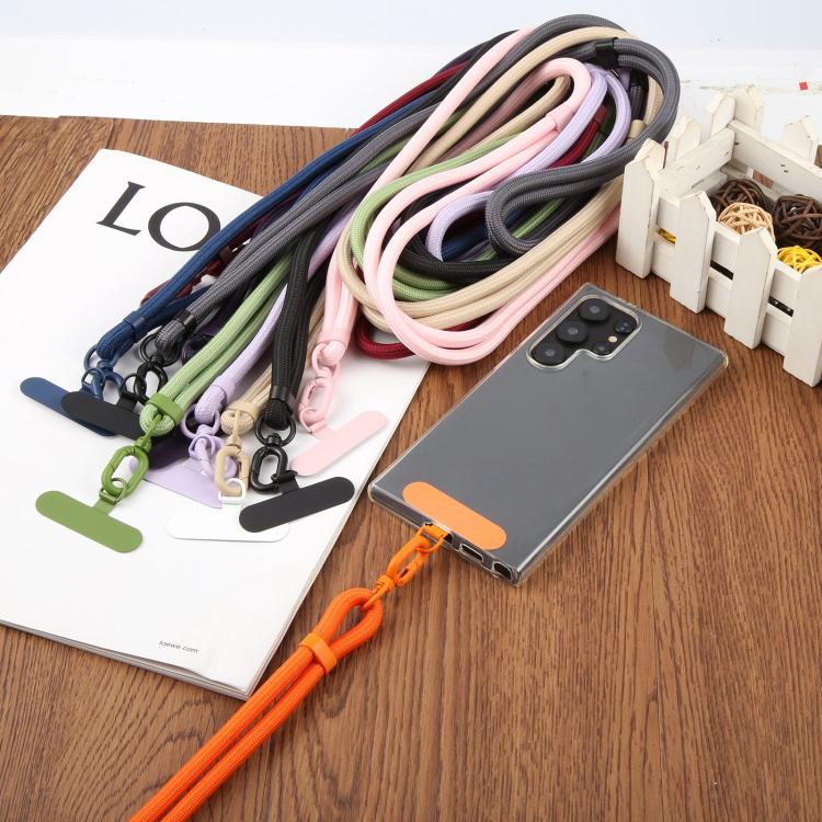 7mm Polyester Solid Color Two-way Adjustable Crossbody Mobile Phone Lanyard with Metal Gasket