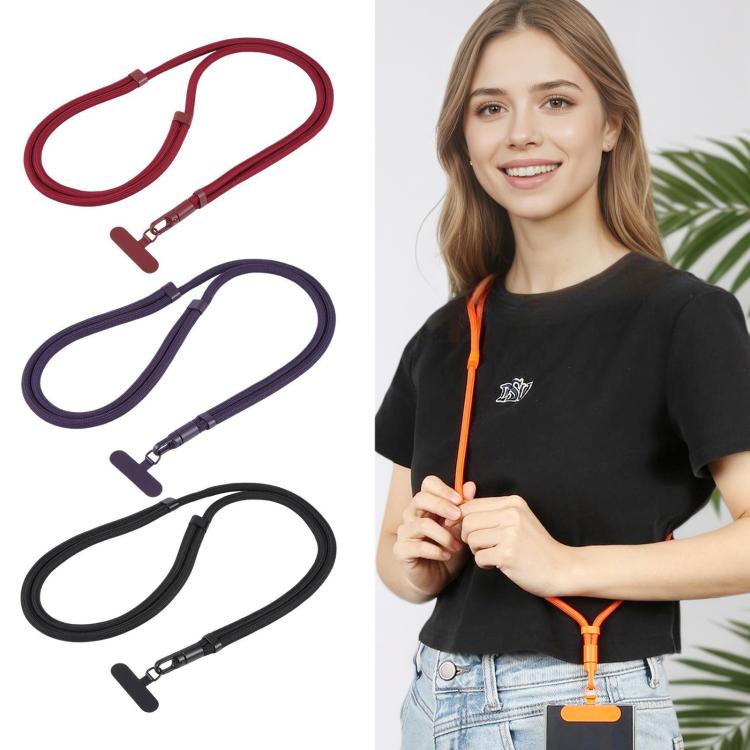 7mm Polyester Solid Color Minimalist Adjustable Crossbody Mobile Phone Lanyard with Metal Gasket