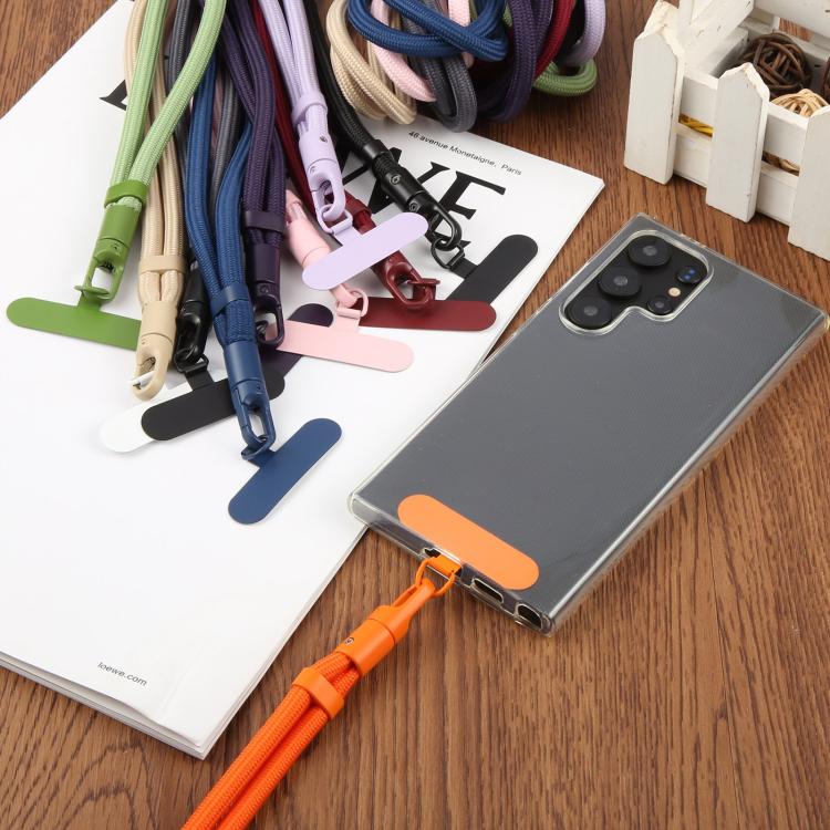 7mm Polyester Solid Color Minimalist Adjustable Crossbody Mobile Phone Lanyard with Metal Gasket