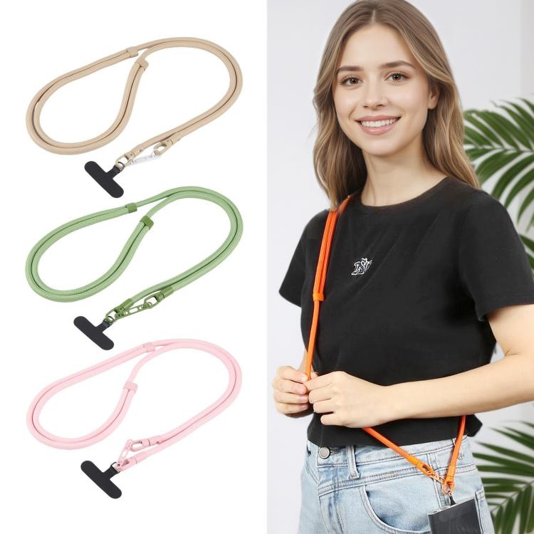 7mm Polyester Solid Color Dual-sided Buckle Adjustable Crossbody Mobile Phone Lanyard with Metal Gasket