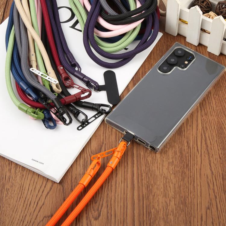 7mm Polyester Solid Color Dual-sided Buckle Adjustable Crossbody Mobile Phone Lanyard with Metal Gasket