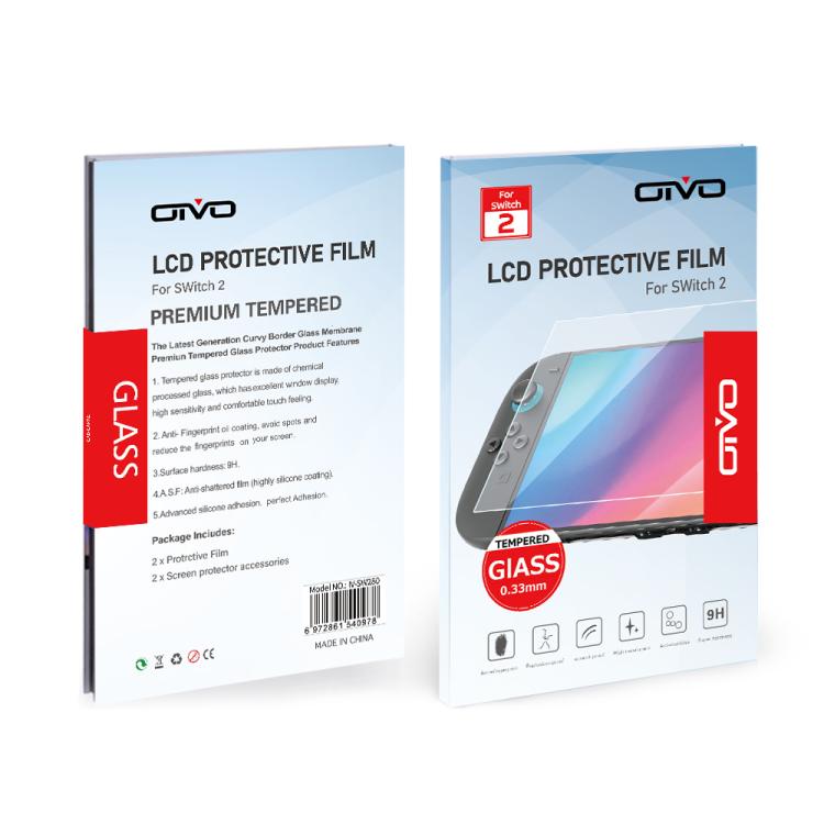 For Nintendo Switch 2 2pcs OIVO IV-SW280 HD Tempered Glass Film