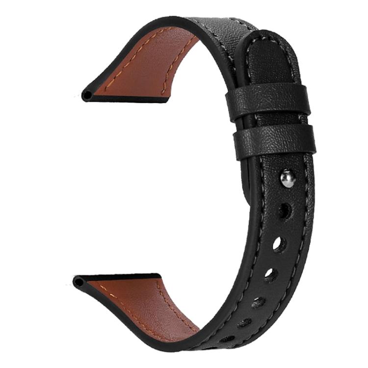 22mm xDfind Double Ring Single Rivet Genuine Leather Watch Band