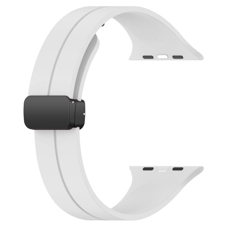 For Apple Watch 42 / 44 / 45 / 46 / 49mm xDfind  Flat Head Groove Folding Black Buckle Silicone Watch Band