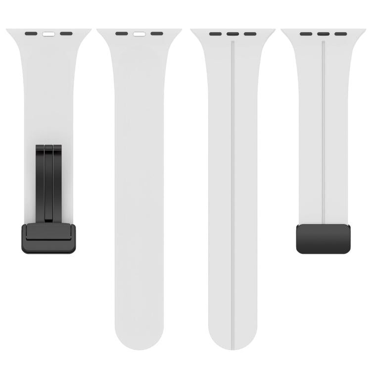 For Apple Watch 42 / 44 / 45 / 46 / 49mm xDfind  Flat Head Groove Folding Black Buckle Silicone Watch Band