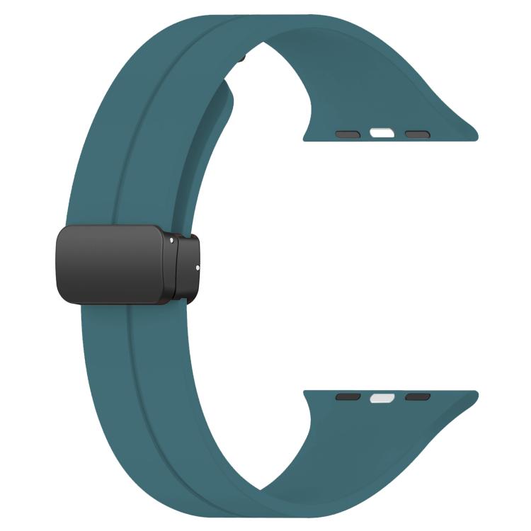 For Apple Watch 42 / 44 / 45 / 46 / 49mm xDfind  Flat Head Groove Folding Black Buckle Silicone Watch Band