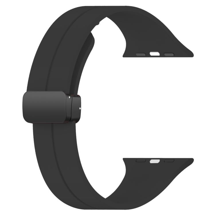 For Apple Watch 42 / 44 / 45 / 46 / 49mm xDfind  Flat Head Groove Folding Black Buckle Silicone Watch Band