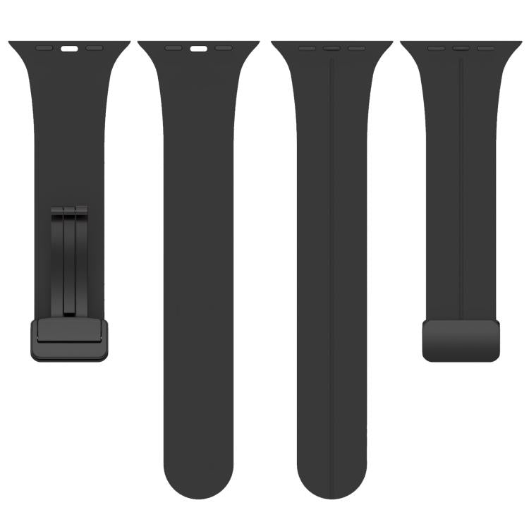 For Apple Watch 42 / 44 / 45 / 46 / 49mm xDfind  Flat Head Groove Folding Black Buckle Silicone Watch Band
