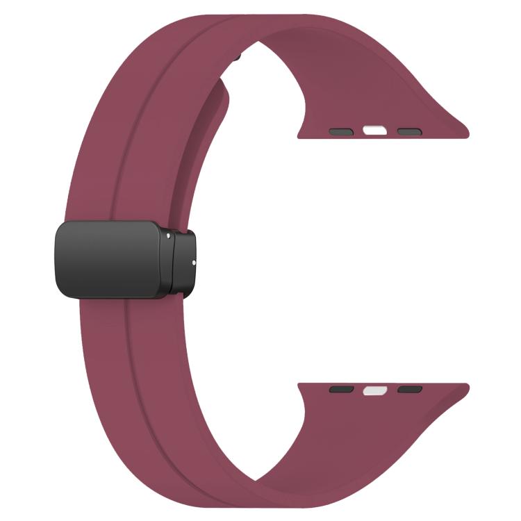 For Apple Watch 42 / 44 / 45 / 46 / 49mm xDfind  Flat Head Groove Folding Black Buckle Silicone Watch Band