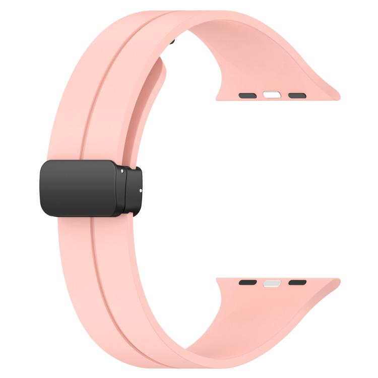 For Apple Watch 42 / 44 / 45 / 46 / 49mm xDfind  Flat Head Groove Folding Black Buckle Silicone Watch Band