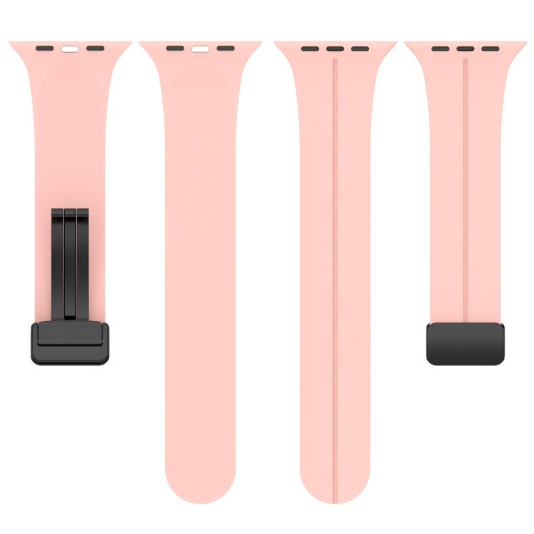 For Apple Watch 42 / 44 / 45 / 46 / 49mm xDfind  Flat Head Groove Folding Black Buckle Silicone Watch Band