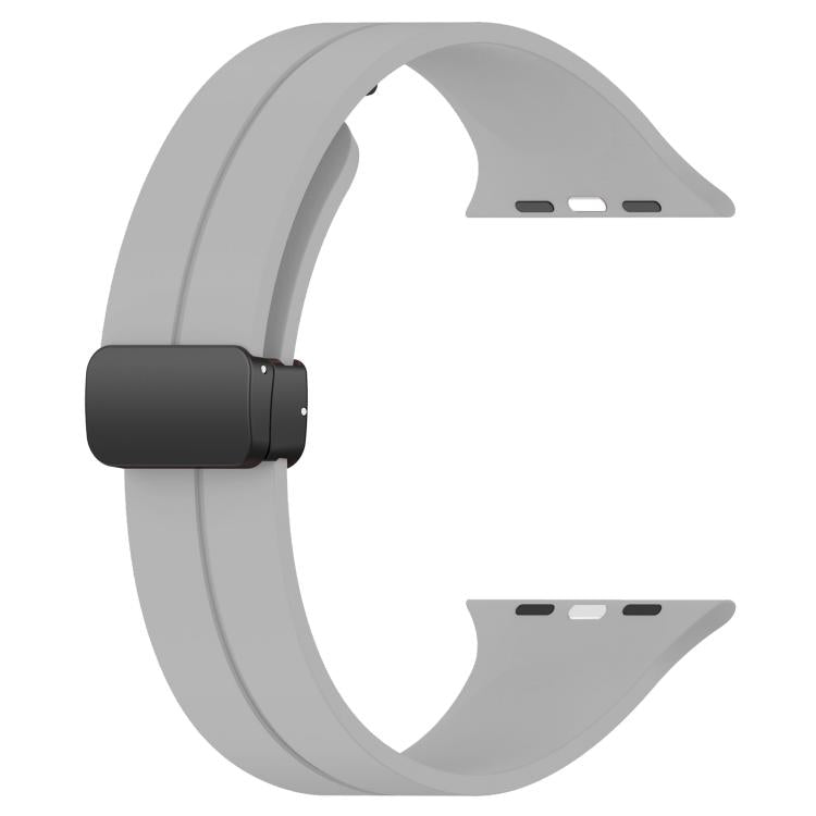 For Apple Watch 42 / 44 / 45 / 46 / 49mm xDfind  Flat Head Groove Folding Black Buckle Silicone Watch Band