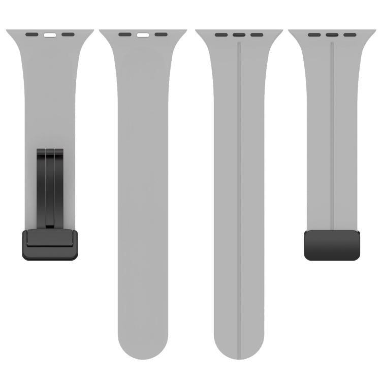 For Apple Watch 42 / 44 / 45 / 46 / 49mm xDfind  Flat Head Groove Folding Black Buckle Silicone Watch Band