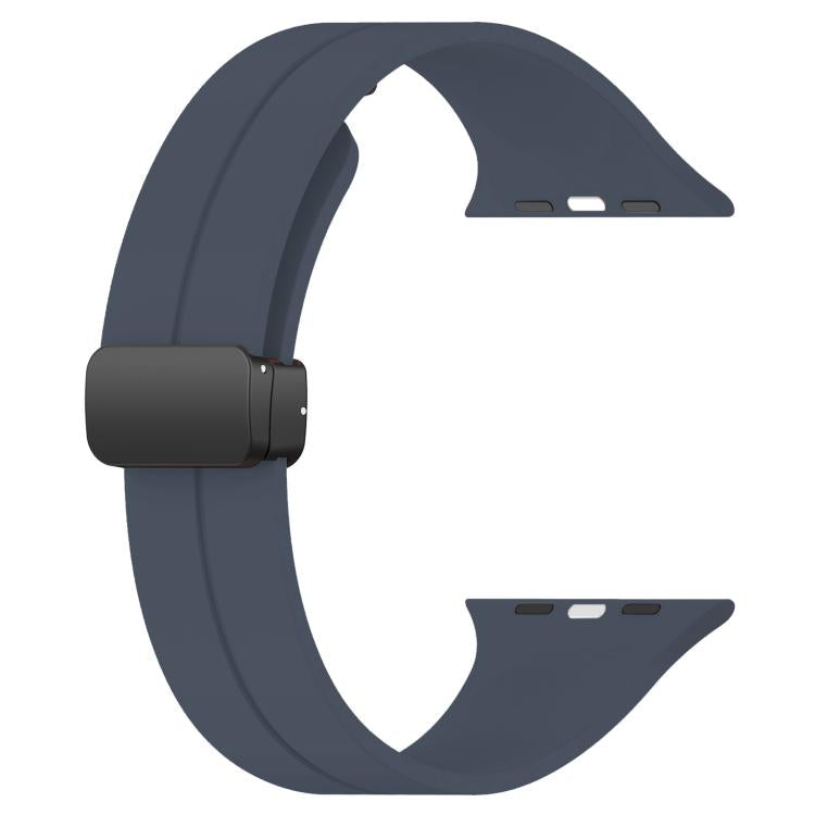 For Apple Watch 42 / 44 / 45 / 46 / 49mm xDfind  Flat Head Groove Folding Black Buckle Silicone Watch Band