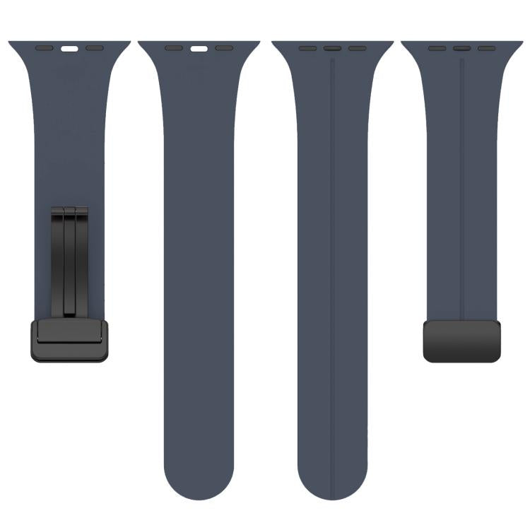 For Apple Watch 42 / 44 / 45 / 46 / 49mm xDfind  Flat Head Groove Folding Black Buckle Silicone Watch Band