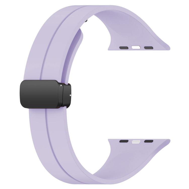 For Apple Watch 42 / 44 / 45 / 46 / 49mm xDfind  Flat Head Groove Folding Black Buckle Silicone Watch Band