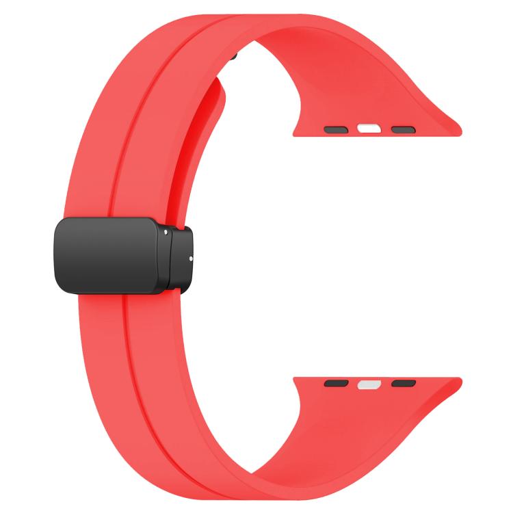 For Apple Watch 42 / 44 / 45 / 46 / 49mm xDfind  Flat Head Groove Folding Black Buckle Silicone Watch Band