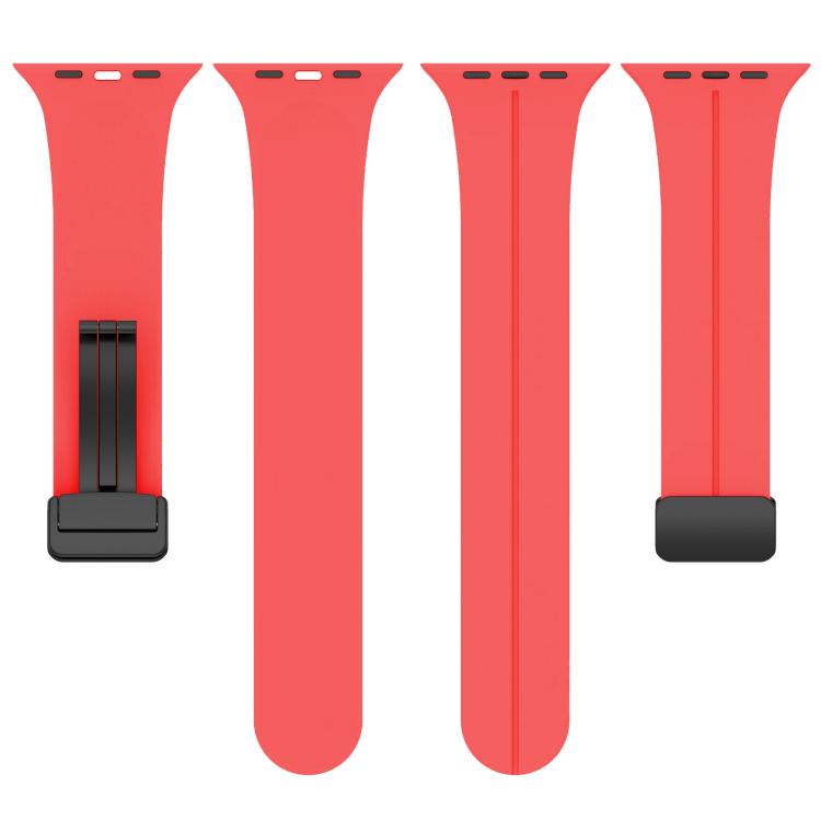 For Apple Watch 42 / 44 / 45 / 46 / 49mm xDfind  Flat Head Groove Folding Black Buckle Silicone Watch Band