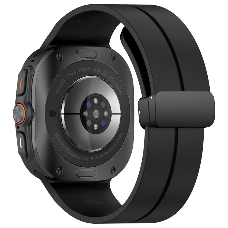 For Samsung Galaxy Watch Ultra / Ultra 2025 xDfind  Flat Head Groove Folding Black Buckle Silicone Watch Band