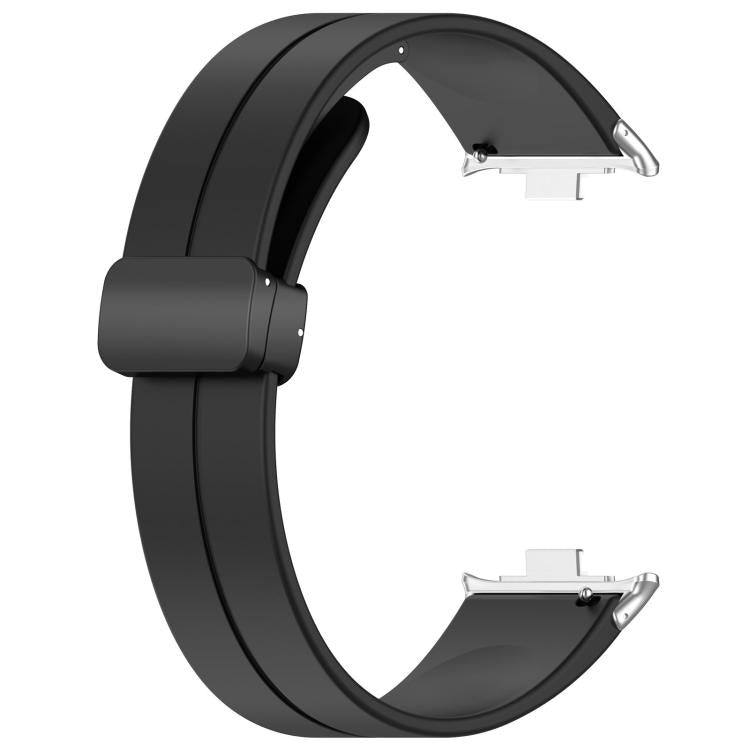 For Xiaomi Band 10 Pro / 9 Pro / Redmi Watch 6 xDfind  Flat Head Groove Folding Black Buckle Silicone Watch Band