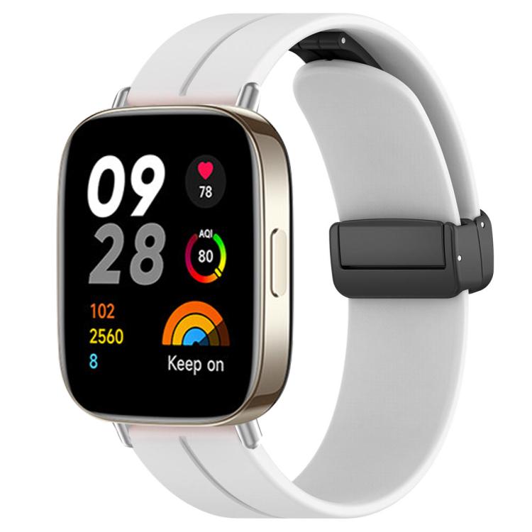 For Redmi Watch 3 xDfind  Flat Head Groove Folding Black Buckle Silicone Watch Band