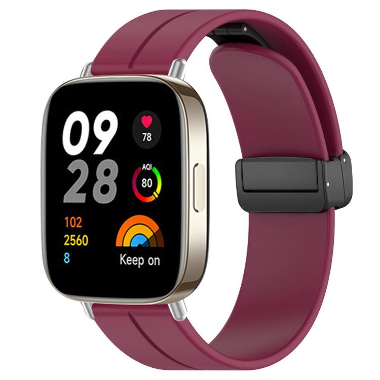 For Redmi Watch 3 xDfind  Flat Head Groove Folding Black Buckle Silicone Watch Band