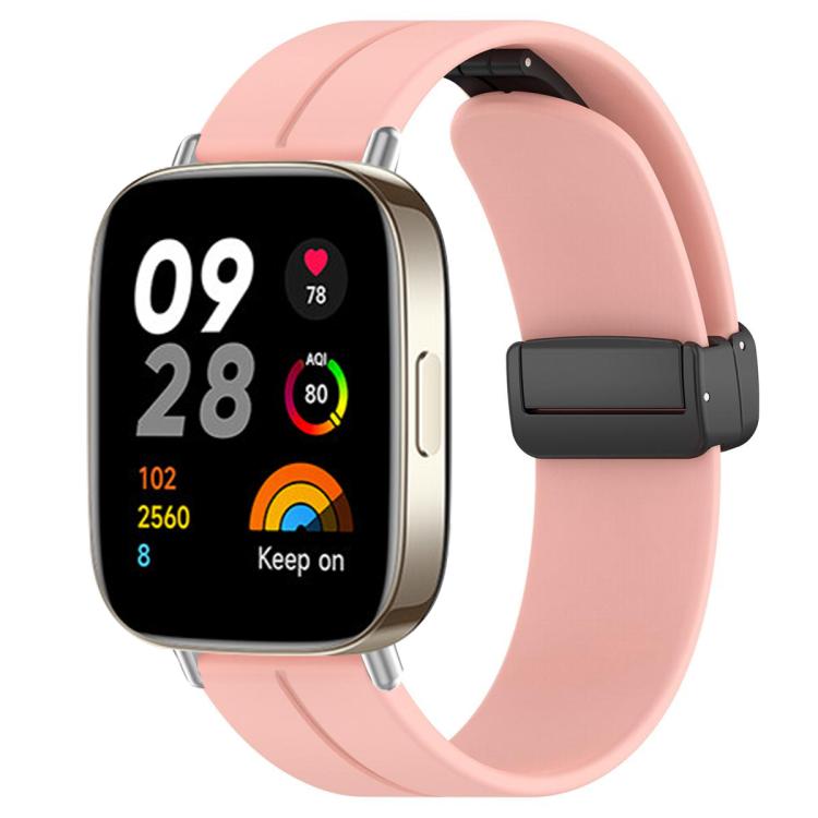 For Redmi Watch 3 xDfind  Flat Head Groove Folding Black Buckle Silicone Watch Band