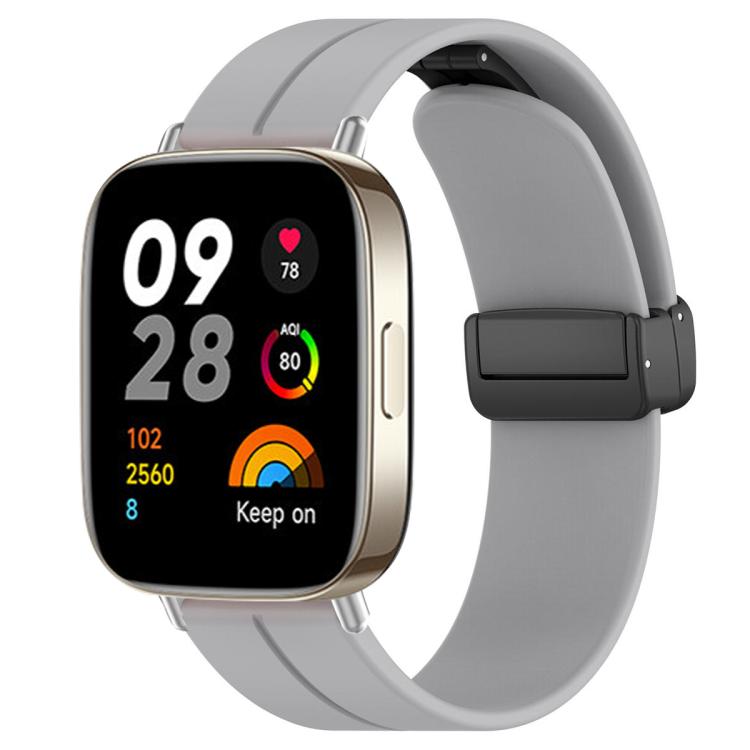 For Redmi Watch 3 xDfind  Flat Head Groove Folding Black Buckle Silicone Watch Band