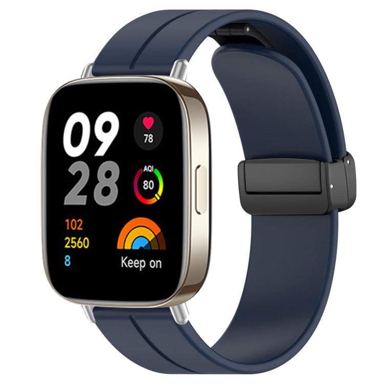 For Redmi Watch 3 xDfind  Flat Head Groove Folding Black Buckle Silicone Watch Band