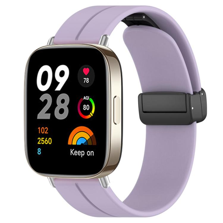 For Redmi Watch 3 xDfind  Flat Head Groove Folding Black Buckle Silicone Watch Band