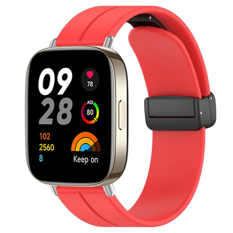 For Redmi Watch 3 xDfind  Flat Head Groove Folding Black Buckle Silicone Watch Band