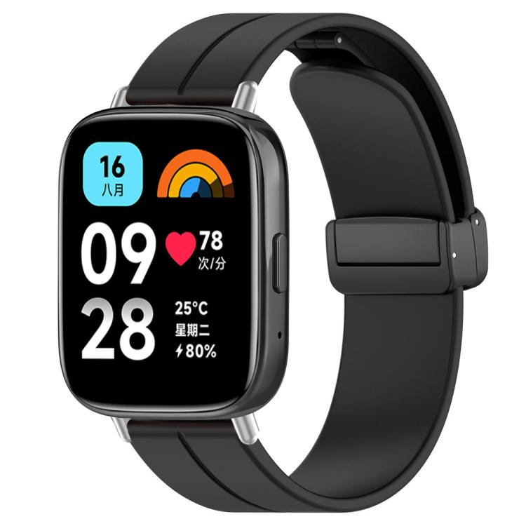 For Redmi Watch 3 Active / Watch 3 Lite xDfind  Flat Head Groove Folding Black Buckle Silicone Watch Band