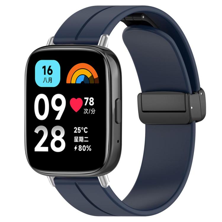 For Redmi Watch 3 Active / Watch 3 Lite xDfind  Flat Head Groove Folding Black Buckle Silicone Watch Band
