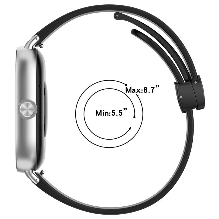 For Redmi Watch 3 xDfind  Flat Head Groove Folding Black Buckle Silicone Watch Band