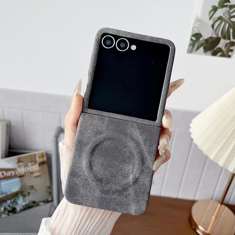 For Samsung Galaxy Z Flip7 5G Denim MagSafe Magnetic PC + PU Phone Case
