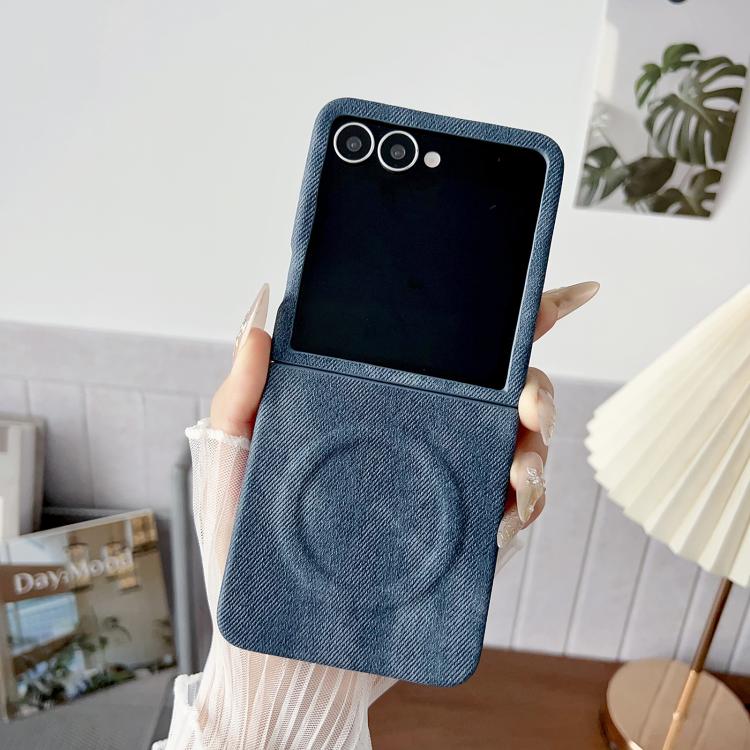 For Samsung Galaxy Z Flip5 5G Denim MagSafe Magnetic PC + PU Phone Case