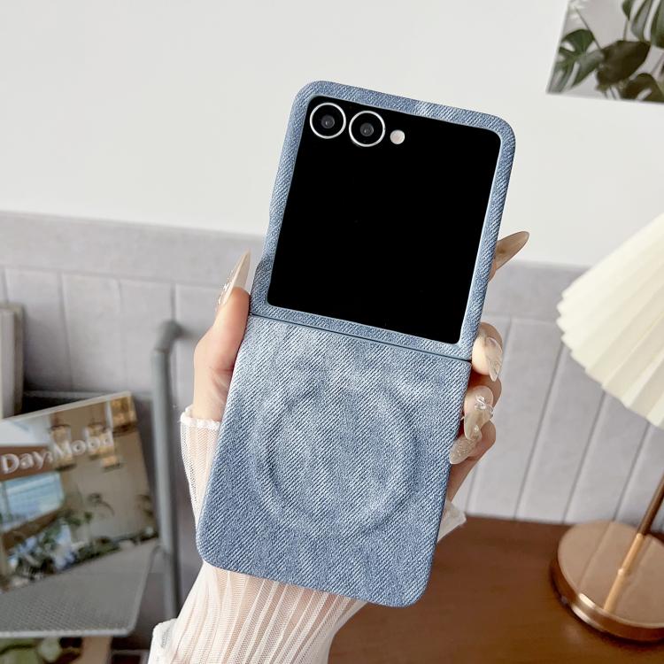 For Samsung Galaxy Z Flip5 5G Denim MagSafe Magnetic PC + PU Phone Case